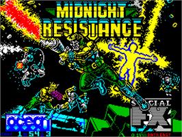 Title screen of Midnight Resistance on the Sinclair ZX Spectrum.