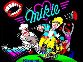 Title screen of Mikie on the Sinclair ZX Spectrum.