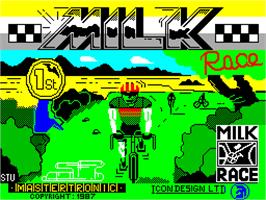 Title screen of Milk Race on the Sinclair ZX Spectrum.
