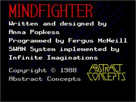 Title screen of Mindfighter on the Sinclair ZX Spectrum.