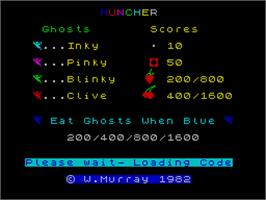 Title screen of Muncher on the Sinclair ZX Spectrum.