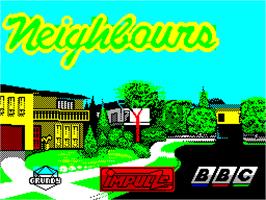 Title screen of Neighbours on the Sinclair ZX Spectrum.