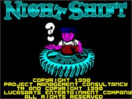 Title screen of Night Shift on the Sinclair ZX Spectrum.
