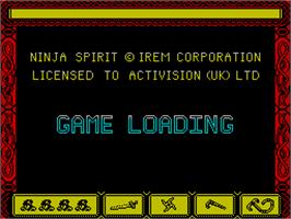 Title screen of Ninja Spirit on the Sinclair ZX Spectrum.