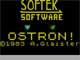 Title screen of Ostron on the Sinclair ZX Spectrum.