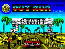 Title screen of OutRun on the Sinclair ZX Spectrum.