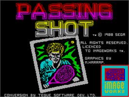 Title screen of Passing Shot on the Sinclair ZX Spectrum.