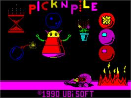 Title screen of Pick 'n Pile on the Sinclair ZX Spectrum.