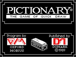 Title screen of Pictionary on the Sinclair ZX Spectrum.