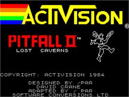 Title screen of Pitfall II: Lost Caverns on the Sinclair ZX Spectrum.