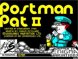 Title screen of Postman Pat 2 on the Sinclair ZX Spectrum.