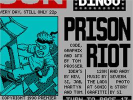 Title screen of Prison Riot on the Sinclair ZX Spectrum.