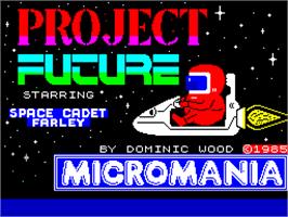 Title screen of Project Future on the Sinclair ZX Spectrum.