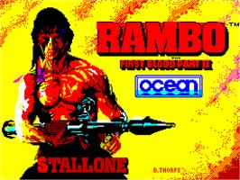 Title screen of Rambo: First Blood Part II on the Sinclair ZX Spectrum.