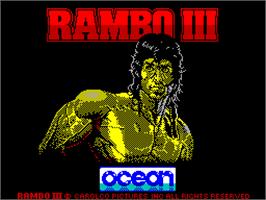 Title screen of Rambo III on the Sinclair ZX Spectrum.