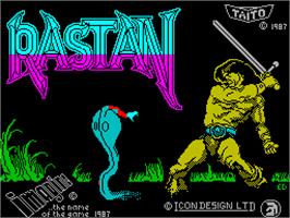 Title screen of Rastan on the Sinclair ZX Spectrum.
