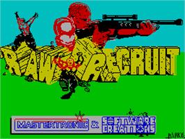 Title screen of Raw Recruit on the Sinclair ZX Spectrum.