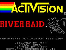 Title screen of River Raid on the Sinclair ZX Spectrum.