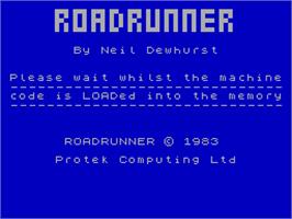 Title screen of Road Runner on the Sinclair ZX Spectrum.