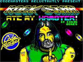 Title screen of Rock Star Ate My Hamster on the Sinclair ZX Spectrum.