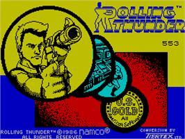 Title screen of Rolling Thunder on the Sinclair ZX Spectrum.