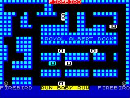 Title screen of Run Baby Run on the Sinclair ZX Spectrum.
