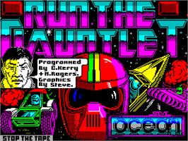 Title screen of Run the Gauntlet on the Sinclair ZX Spectrum.