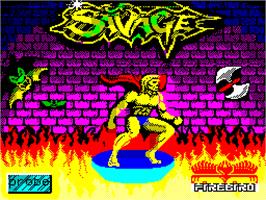 Title screen of Savage on the Sinclair ZX Spectrum.