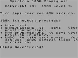 Title screen of Scapeghost on the Sinclair ZX Spectrum.