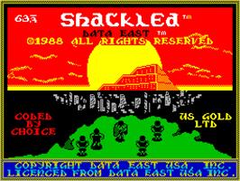 Title screen of Shackled on the Sinclair ZX Spectrum.