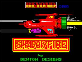 Title screen of Shadowfire on the Sinclair ZX Spectrum.