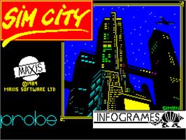 Title screen of SimCity on the Sinclair ZX Spectrum.