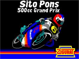 Title screen of Sito Pons 500cc Grand Prix on the Sinclair ZX Spectrum.