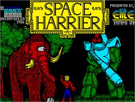 Title screen of Space Harrier on the Sinclair ZX Spectrum.