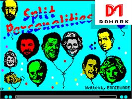 Title screen of Split Personalities on the Sinclair ZX Spectrum.