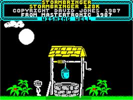 Title screen of Stormbringer on the Sinclair ZX Spectrum.