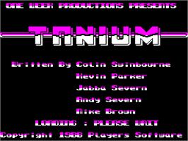 Title screen of Tanium on the Sinclair ZX Spectrum.