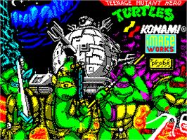 Title screen of Teenage Mutant Ninja Turtles II: The Arcade Game on the Sinclair ZX Spectrum.