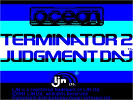 Title screen of Terminator 2: Judgment Day on the Sinclair ZX Spectrum.