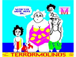Title screen of Terrormolinos on the Sinclair ZX Spectrum.