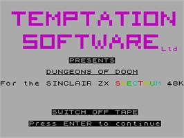 Title screen of The Forest of Doom on the Sinclair ZX Spectrum.