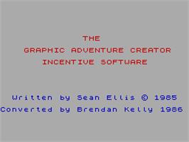 Title screen of The Graphic Adventure Creator on the Sinclair ZX Spectrum.