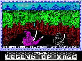 Title screen of The Legend of Kage on the Sinclair ZX Spectrum.