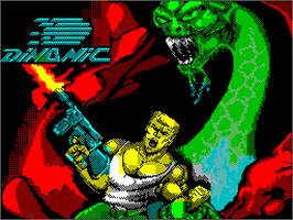 Title screen of The Ninja Warriors on the Sinclair ZX Spectrum.