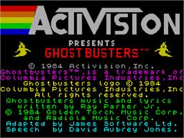 Title screen of The Real Ghostbusters on the Sinclair ZX Spectrum.