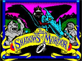 Title screen of The Shadows of Mordor on the Sinclair ZX Spectrum.