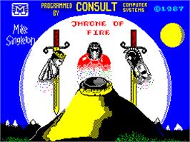 Title screen of Throne of Fire on the Sinclair ZX Spectrum.
