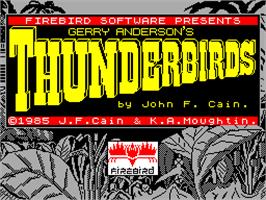 Title screen of Thunderbirds on the Sinclair ZX Spectrum.