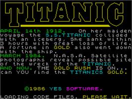 Title screen of Titanic on the Sinclair ZX Spectrum.