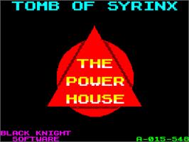 Title screen of Tomb of Syrinx on the Sinclair ZX Spectrum.
